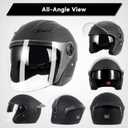 Adult 3/4 Open Face Motorcycle Helmet, Dual Visor, DOT Approved, Black, M