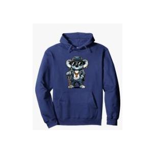 Urban Jungle Koala: Exclusive Gangster Koala Pullover Hoodie Blue 2XL