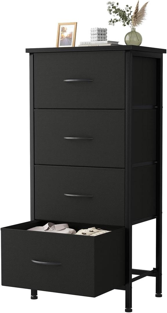 Sweetcrispy Dresser for Bedroom, 4 Drawer Storage Cabinet, Tall Nightstand