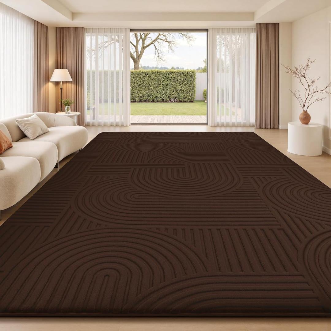 Sour Lemon 8x10 Area Rugs for Living Room Bedroom, Brown Rug Large Carpet