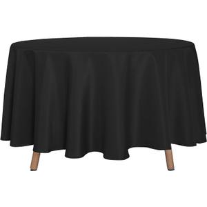 sancua Round Tablecloth - 90 Inch - Water Resistant Spill Proof Washable Polyester Table Cloth Decorative Fabric Table Cover for Dining Tables, Buffet Parties and Camping, Black