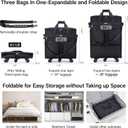 Hanke Expandable Collapsible Luggage with Wheels, Black Upgrade Version 2, 98L, Water-Resistant, 5 Spinner Wheels, 3 Pockets, Polyester, 19x13x27.2 inches, 6.1lb, Carry-On Luggage, Travel, Vacation, Expandable Foldable