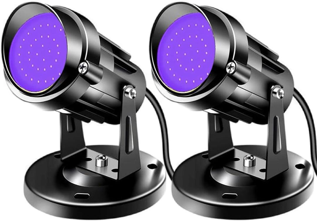 Halloween LED Blacklight Spot Lights Indoor 15W Black Spotlight Lamp 120V Accent Blacklighting Indoor Black Uplighting Decor with US Plug with Switch and Round Base (1Pack)