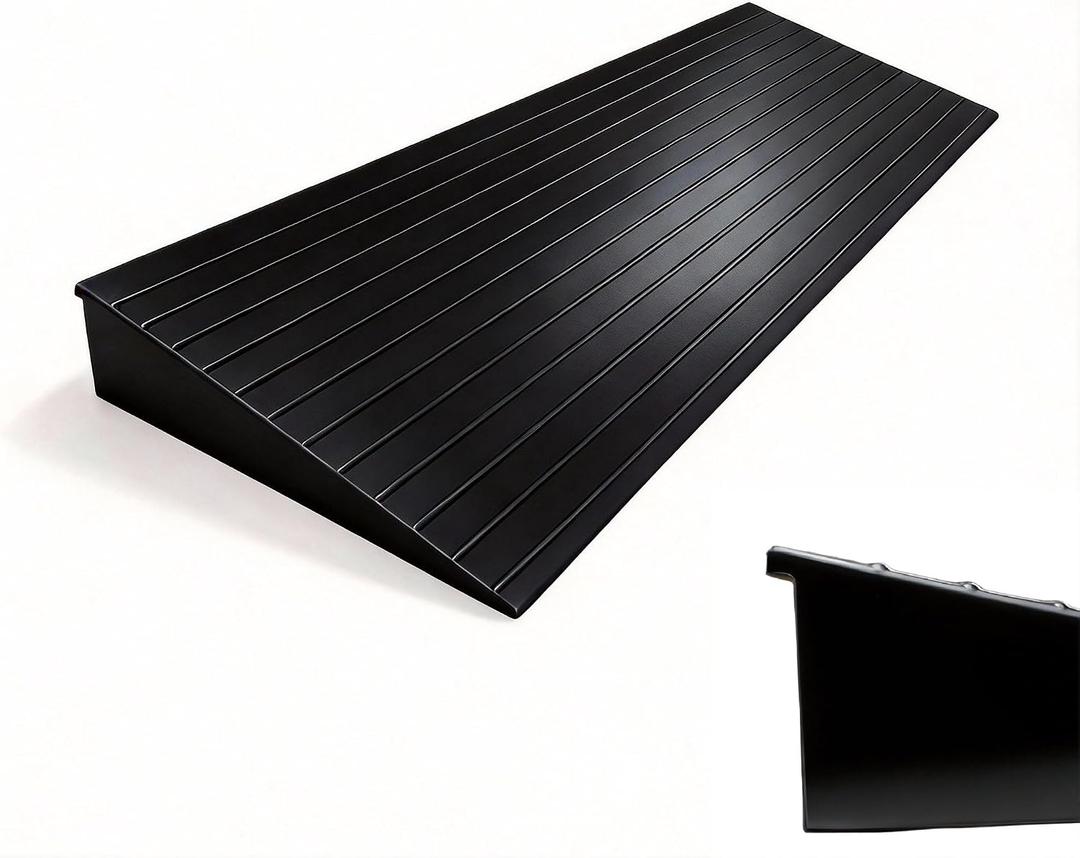 Threshold Ramp for Doorways 2.4" Rise- Odorless Indoor Entry Ramp- Non-Slip& Cuttable Handicap Ramp for Wheelchairs, Robot Vacuum Cleaners, Scooters, Strollers- Black- 2.4″Rise (31.5″×9.9″) with Lip