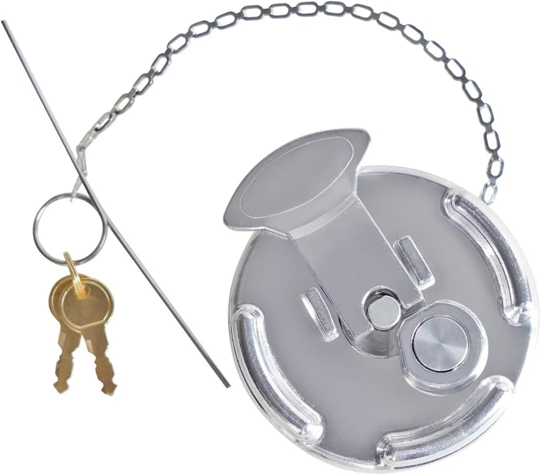 2Pcs Locking Diesel Fuel Cap 4" Compatible With Peterbilt Semi Trucks 1972-2017 Lever Style Aluminum Fuel Cap Replacement for 379 389 579 11-04859-100 11-04859-200 572.1015 600212 Silver