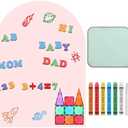 Fuyoooo Magnetic Chalkboard for Wall Magnetic Wall Decal with Pastel Markers Dishcloth and Chalkboard Wallpaper Sheets for Office School Playroom Kids(Light Pink, 24 x 32 Inches)