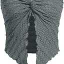 SOLY HUX Women's Sexy Twist Split Hem Strapless Sleeveless Asymmetrical Tube Crop Tops Small, Solid Gray