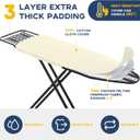 Ironing Board Full Size, RAINHOL Compact Iron Board with Iron Rest, Heat Resistant Cover with Ultra Thick Padding, Height Adjustable Heavy Duty for Home, Dorm, 43x13 Ivory