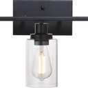 MELUCEE 40 Inches Length 5-Light Bathroom Vanity Light Fixtures Black Industrial Wall Sconce Lighting with Clear Glass Shade for Living Room Bedroom Hallway Kitchen (Patent No.: US D963914 S)