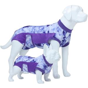 Recovery Suit for Female & Male Dogs After Surgery, Breathable Dog Onesie Cone Alternative, Anti-Licking Surgical Suit for Spay Neuter Wounds (XL(Back:24"-26"), Purple Tie Dye)