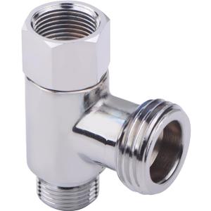 2 PACK 3-way 3/8" x 1/2" Tee Adapter Brass 3/8" Water Line T Fitting Brushed Nickel ConnectorAngle Stop Add-A-Tee Valve