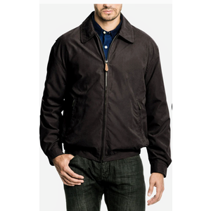 London Fog Mens Auburn Zip Front Golf Cotton Lightweight Jacket Dark Brown Large