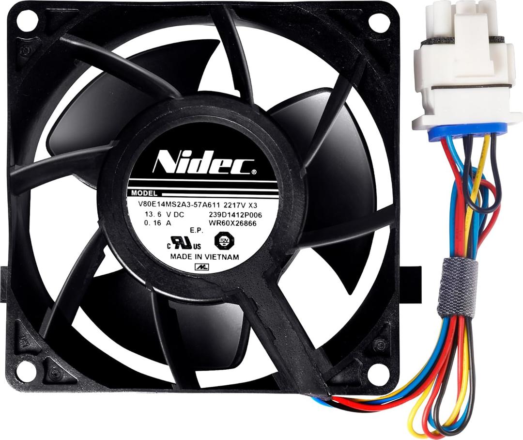 Upgraded WR60X26866 Refrigerator Evaporator Fan Motor (OEM), Compatible with ge Refrigerator, Replace V80E14MS2A3-57A611, WR60X10341, WR60X10356, WR60X10357, etc.