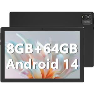 Tablet 10 inch Android 14 Tablets, 8GB RAM + 64GB ROM (Expand to 1TB), Quad Core Processor Tablets, 5G WiFi 6, BT5.0, 1280x800 IPS Touch Screen, 6000mAh Battery, 8MP Dual Camera, GMS Certified Tablet