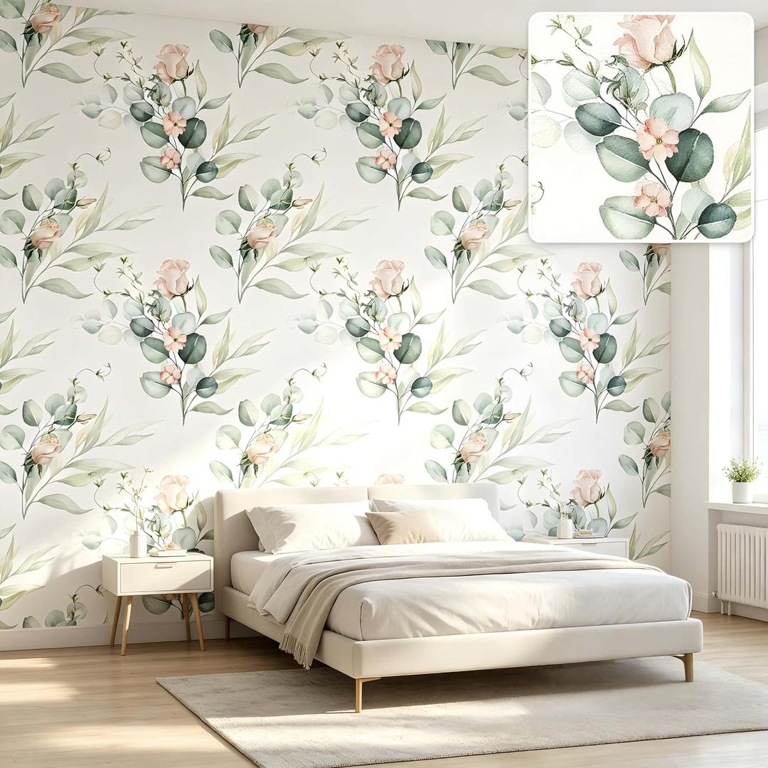 weiseni Floral Wallpaper Peel and Stick Wallpaper Boho Contact Paper Home Bedroom Cabinets Countertops Thickened with Self-Adhesive Removable Wall Paper 17.7"X118"
