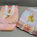 Locmeo 24 Pcs Floral Fairy Party Favor Bags with Handles Reusable Non Woven Floral Fairy Goodie Bags Pink and Purple Candy Treat Gift Bag for Girl Boy Birthday Baby Shower Party, 8 x 4 x 10 Inch