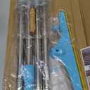 Carpet Rake for Pet Hair Removal - Reusable Pet Hair Remover, 60 Adjustable Long Handle Cat Dog Carpet Rake Scraper with Patented Design, Dog Hair Rake Brush for Rugs, Mats (Blue)