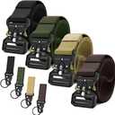 YOORAN Tactical Belts for Men 4 Pack, Compass Military Web Belt, Heavy-Duty Quick-Release Metal Buckle Riggers Belt for Men (28 - 42 Waist Adjustable 125 cm4pack), 01 Black and Green With Khaki and Brown)