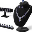 3Pcs Black Velvet Jewelry Display Set, Including Necklace Mannequin Bust Stand, T Shape Bracelet Stand, Ring Finger Jewelry Holder, for Retail Display Organization Home Decor