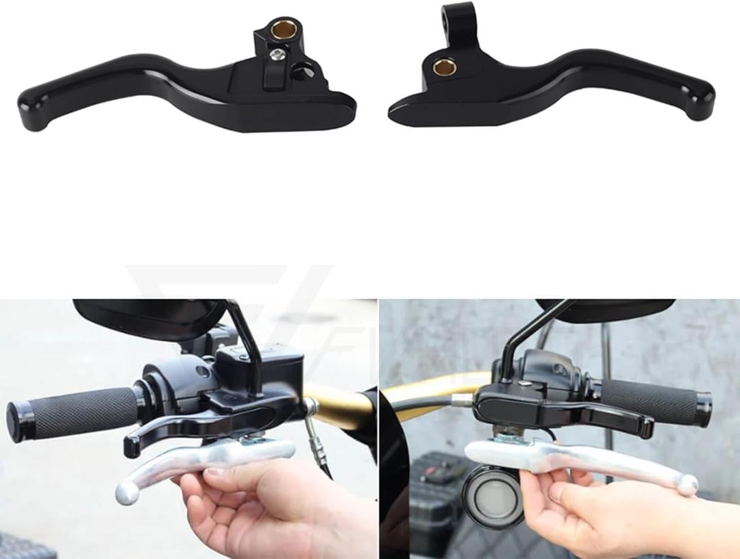 3 Finger 5.9" CNC Shorty Hand Control Lever Kit Brake Clutch Levers Fit for Harley Touring Electra Glide Highway King Ultra Limited 2008-2013, 2021-2024(Black)