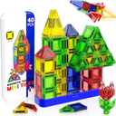 Mini Magnetic Tiles, 40 PCS Travel Magnetic Tiles with Tin, Micro Magnet Travel Toy Portable for Kids Ages 3+, STEM Educational Building Set Construction Toys, Boys Girls Toddlers Birthdays Day Gift