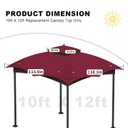 10x12 Replacement Gazebo Canopy Top Cover, Double Tiered Waterproof Canopy Roof for Lowe's Allen Roth Gazebo #GF-12S004B-1(Red)