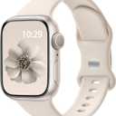 Sport Band Compatible with Apple Watch 38mm 40mm 41mm 42mm 44mm 45mm 46mm 49mm, Soft Silicone Waterproof Replacement Strap for iWatch Bands Series 10 9 8 7 6 5 4 3 2 1 SE Ultra/Ultra 2 (Starlight)