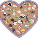 BENECREAT Purple Heart Pin Cork Board Bulletin Display Board, 10.6x11.8inch Wall Mounted Cork Board for Brooch Pin Storage, Office Home Festival Valentine's Decor (Plum)