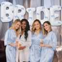 BRIDE Letter Balloons Blue Bows, 40" White BRIDE To Be Balloons for Beach Bach,Bachelorette,Last Toast On Coast,Beach Bridal Shower,Seashells Wedding Decoration,Girls Something Blue Engagement Party