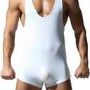 SPNSSTCR Men Athletic Supporters Bodysuits Leotard Wrestling Singlet Jumpsuits Seamless Slim Fits Shapewear Boxers, M