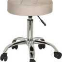 Hillsdale, Nora Metal Adjustable Backless Vanity/Office Stool with Casters for Makeup Room or Bathroom, Cream
