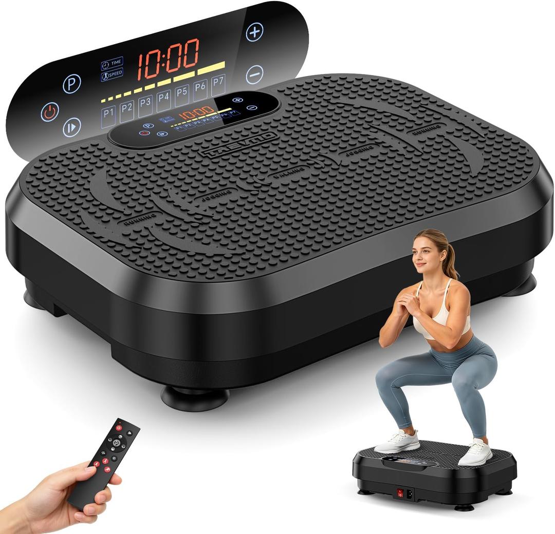 Multi-Functional Vibration Plate Exercise Machine | 450Lbs Capacity 199 Speeds Whole Body Workout Fitness Platform for Lymphatic Drainage & Muscle Activation