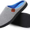 Mens Scuff Slippers, Cozy Supportive Foam Slip-On House Shoes for Indoor & Outdoor (9-10, Grey)