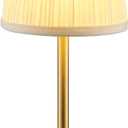 PUSU Cordless LED Gold Table Lamp, Rechargeable 4000mAh 3 Way Dimmable Bedside Small Lamp with Fabric Shade, Lighting for Bedroom, Kids Room, Bathroom, Kitchen, Home Decor, Gift, Night Light