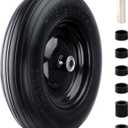 RRQ 4.80/4.00-8 Flat Free Tire and Wheel, 14.5" Solid Wheelbarrow Wheel, Universal Fit 3"-7" Hub, 3/4" Bearings and 5/8" Iron Axle Tube, Replacement for Hand Truck, Generator, Cart and More (1-Pack)