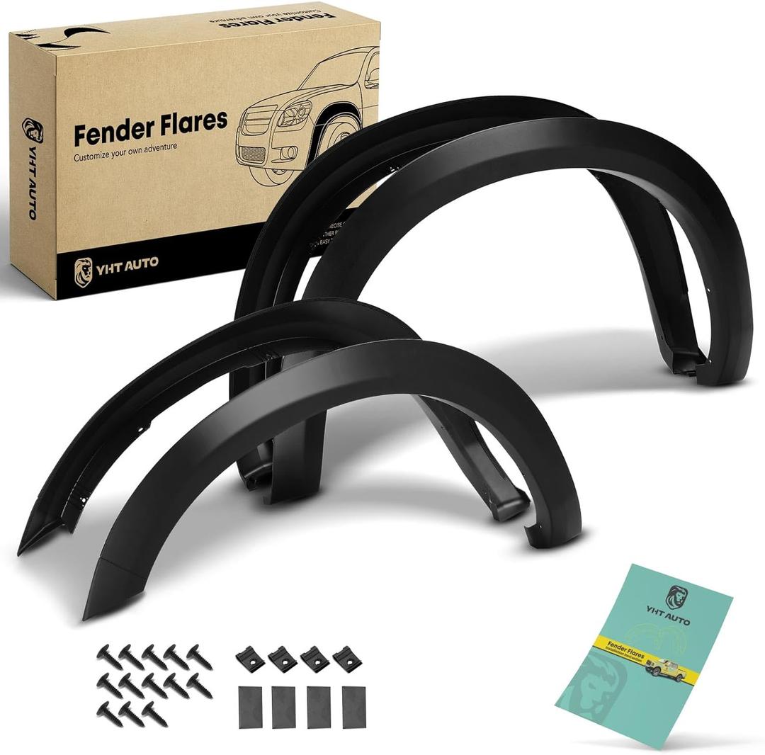 YHTAUTO OE Factory Style Fender Flares w/Hardware Kit Fits Dodge Ram 2500/3500 2010-2018(Do Not Fit Dually & Cab Chassis Models), Black Wheel Flare Cover Protector, Set of 4, Front & Rear