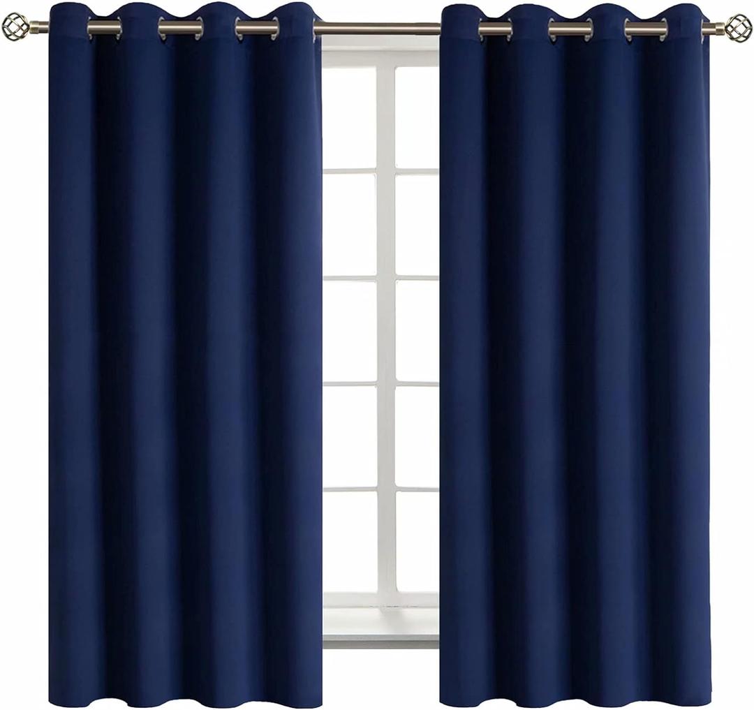 BGment Navy Blackout Curtains for Bedroom - Grommet Thermal Insulated Room Darkening Block Out Curtains for Living Room, Set of 2 Panels (52 x 63 Inch, Dark Blue)