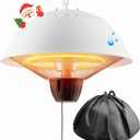 Outdoor Electric Patio Heater, 1500W Infrared Hanging Heater, Ceiling Mounted Carbon Fiber Heater for Patio, Porch, Garage and Balcony, White