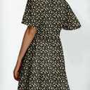 Dokotoo Womens Summer Dresses 2026 Boho Floral Short Sleeve V Neck Smocked Waist Casual A-Line Swing Mini Dress Sundress