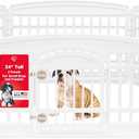IRIS USA 24" 6-Panel Dog Playpen with Door, 61 x 61 x 24, Puppy Playpen, Dog Play Pen Indoors, Pet Fence, Puppies/Small Dogs, White