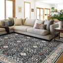 YOUFORTONG Washable 8x10 Area Rugs: Rugs for Living Room Ultra Soft Carpet for Bedroom Waterproof Rug Non Slip Rugs for Hardwood Floors (Black, 8x10)