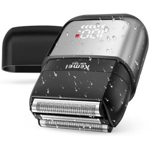 KEMEI Upgraded Foil Shaver, Mini Electric Shavers for Men with USB Type-C Rechargeable, Double Floating Blade Electric Razor for Men and Waterproof with LED KM-T82