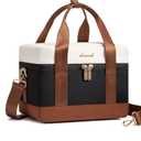 LOVEVOOK Insulated Lunch Box for Women Men, Reusable Lunch Bag with Large Capacity, Leakproof Cooler Lunch Tote for Work, Office, Outdoor Use, Black-beige-brown