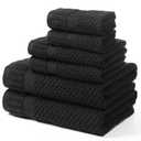 DIGEU 100% Cotton Bath Towels for Bathroom,Highly Absorbent Bath Towels Set Quick Dry,Luxury Soft Towels for Hotel(4 Piece,Black)