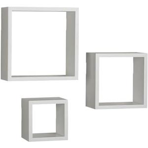 MELANNCO Floating Square Cube Shelves, for Bedroom, Living Room, Bathroom, Kitchen, Nursery, Set of 3, White, 3 Count