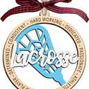 Lacrosse Ornament - Wooden Ornament 2 Layer Sports Theme - Round Christmas Tree Decoration Highlighting Motivational Words for Players and Holiday Season