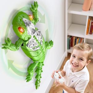 Wall Crawler Gecko, Rechargeable Remote Control Robot Kids Toys, Floor/Wall Crawling Dual Modes Wall Climbing Gecko Electric Lizard Toy, Prank Toys Birthday Gifts for Boys & Girls Ages 3 & Up