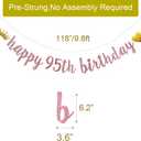 2 x Happy 95th Birthday Banner, Pre-Strung,Rose Gold Glitter Paper Garlands for 95th Birthday Party Decoratiopns Supplies, Letters Rose Gold,ABCpartyland