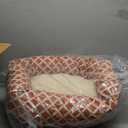 32 inch Burnt Orange Bamboo Sherpa Bagel Dog Bed