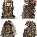 Camouflage Hunting Cap, Camo Hunting Leafy Hat with Full 3D Face Mask Hood Technology